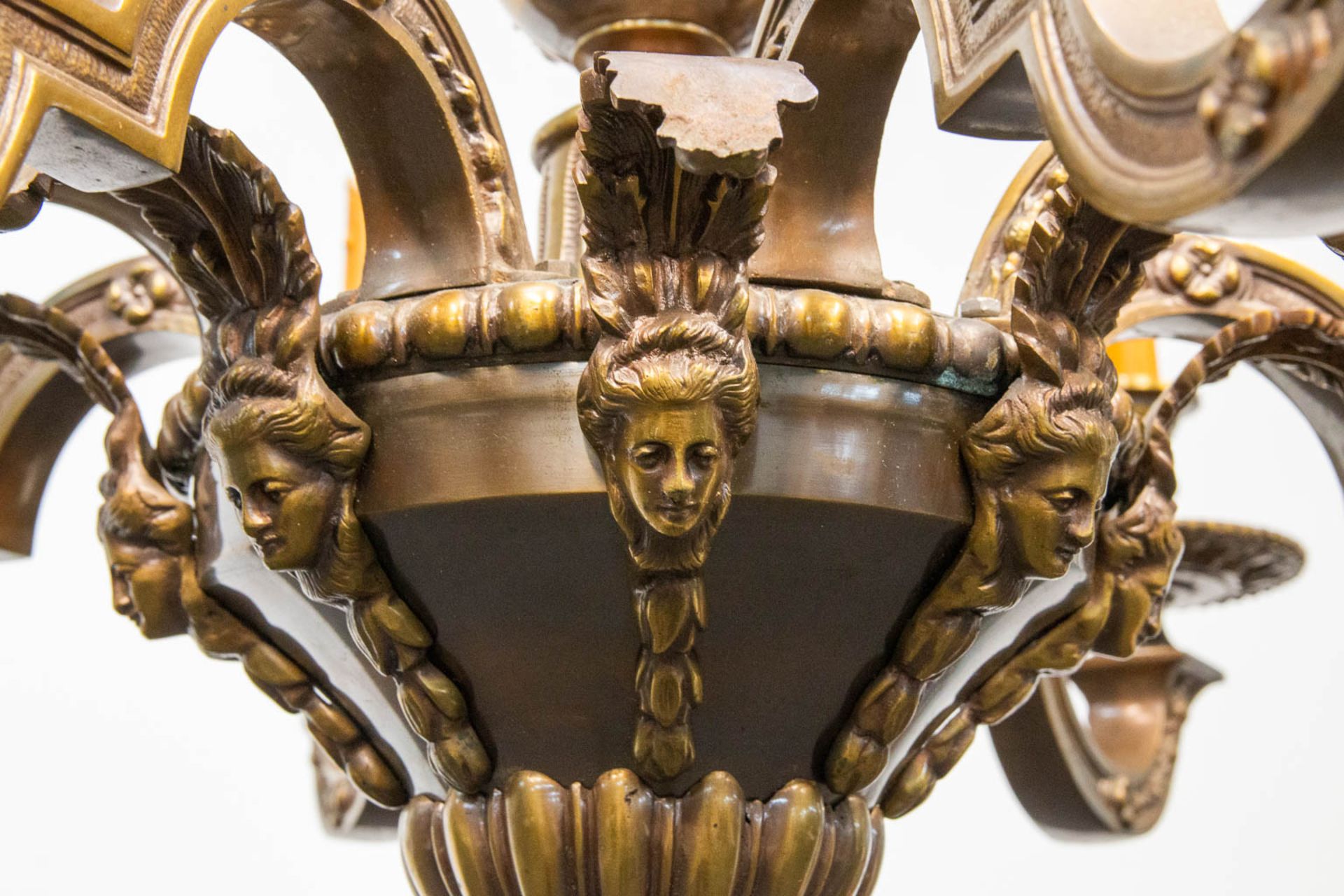 A bronze Mazarin Chandelier with 8 points of light. - Image 14 of 15