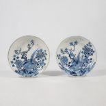 A Pair of Asian display plates, with blue and white decor