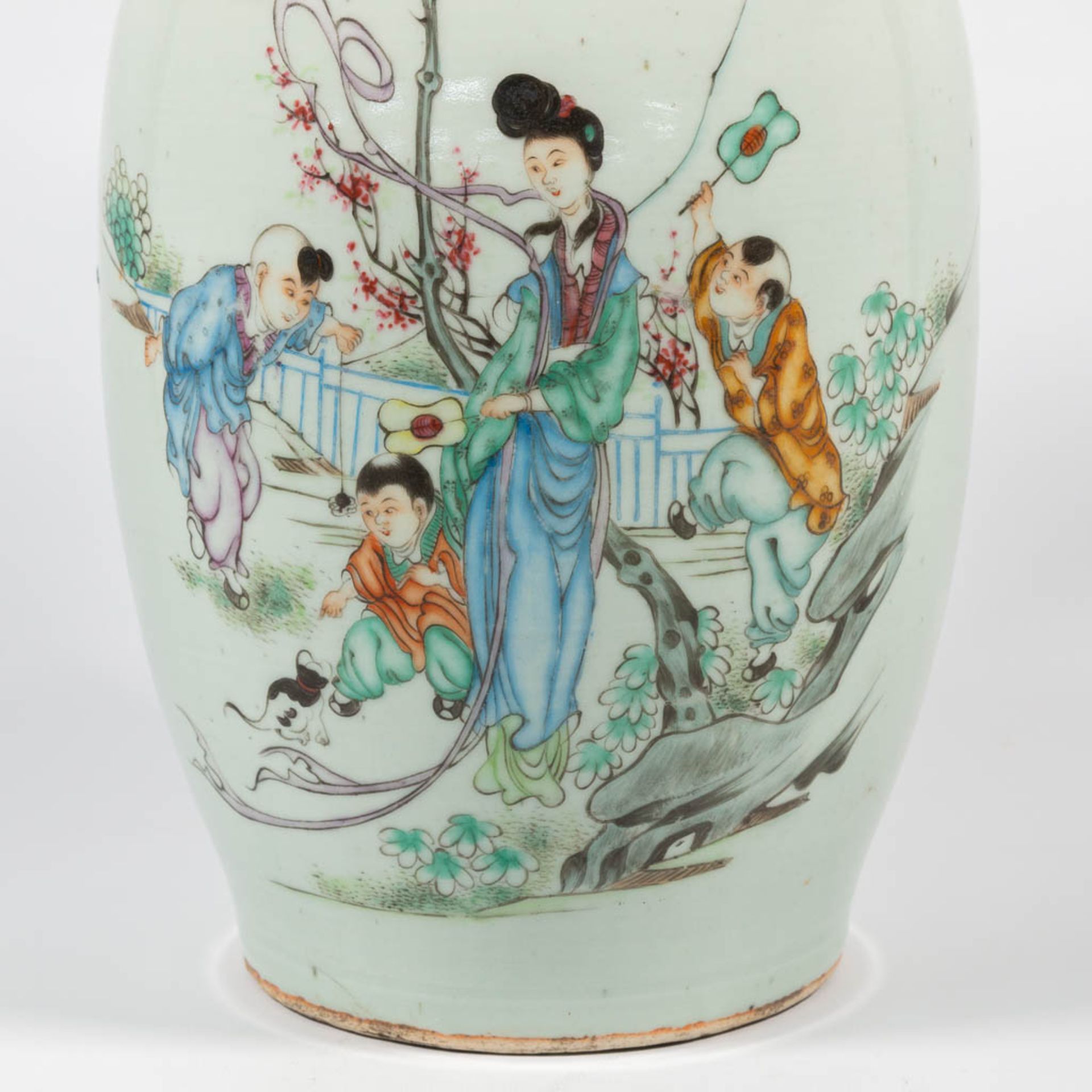 A Collection of 2 Chinese vases with Lady's in court decor. - Image 12 of 14