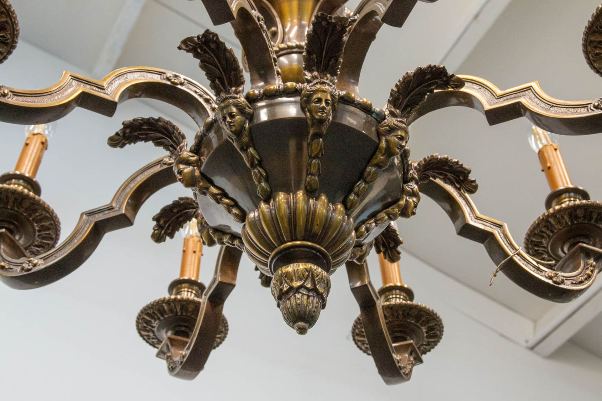 A bronze Mazarin Chandelier with 8 points of light. - Image 12 of 15