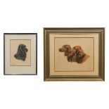 Léon DANCHIN (1887-1938) A collection of 2 framed etchings with 'Irish Setters and a spaniel'.