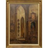 Julien VAN DE VEEGAETE (1886-1960) Church interior, oil on canvas.