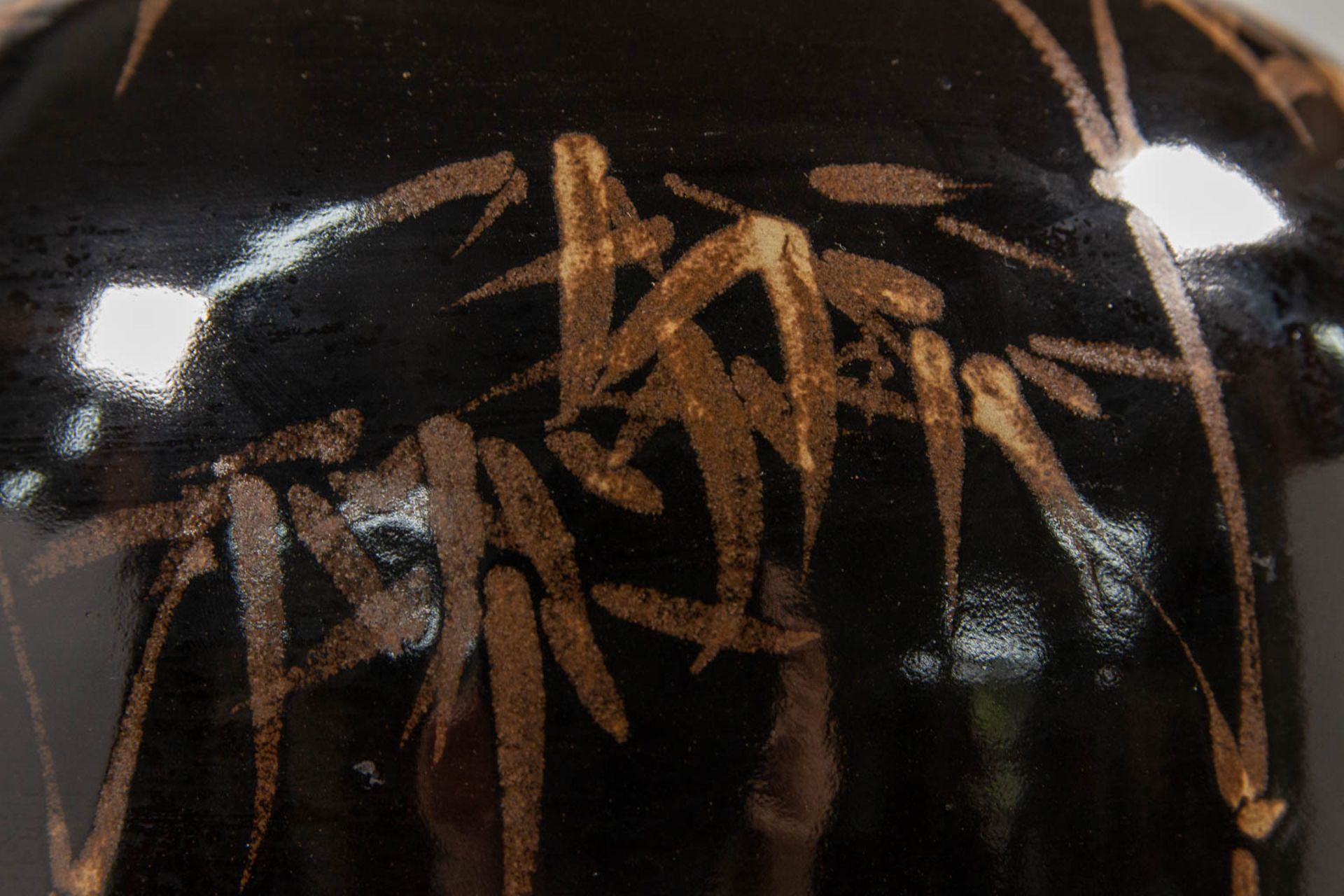An Asian Vase with black and gold bamboo decor - Image 14 of 14
