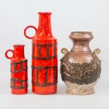 A collection of 3 Ceramic vases, made in West-Germany, 1950-1960s.