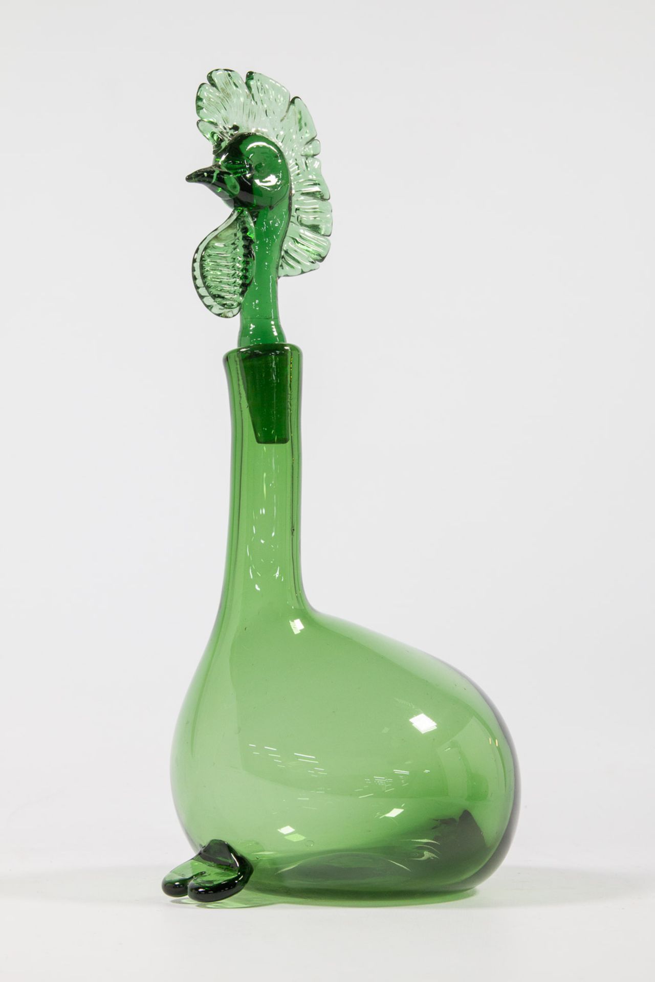 An Empoli Glass Rooster and Duck Decanter - Image 13 of 15