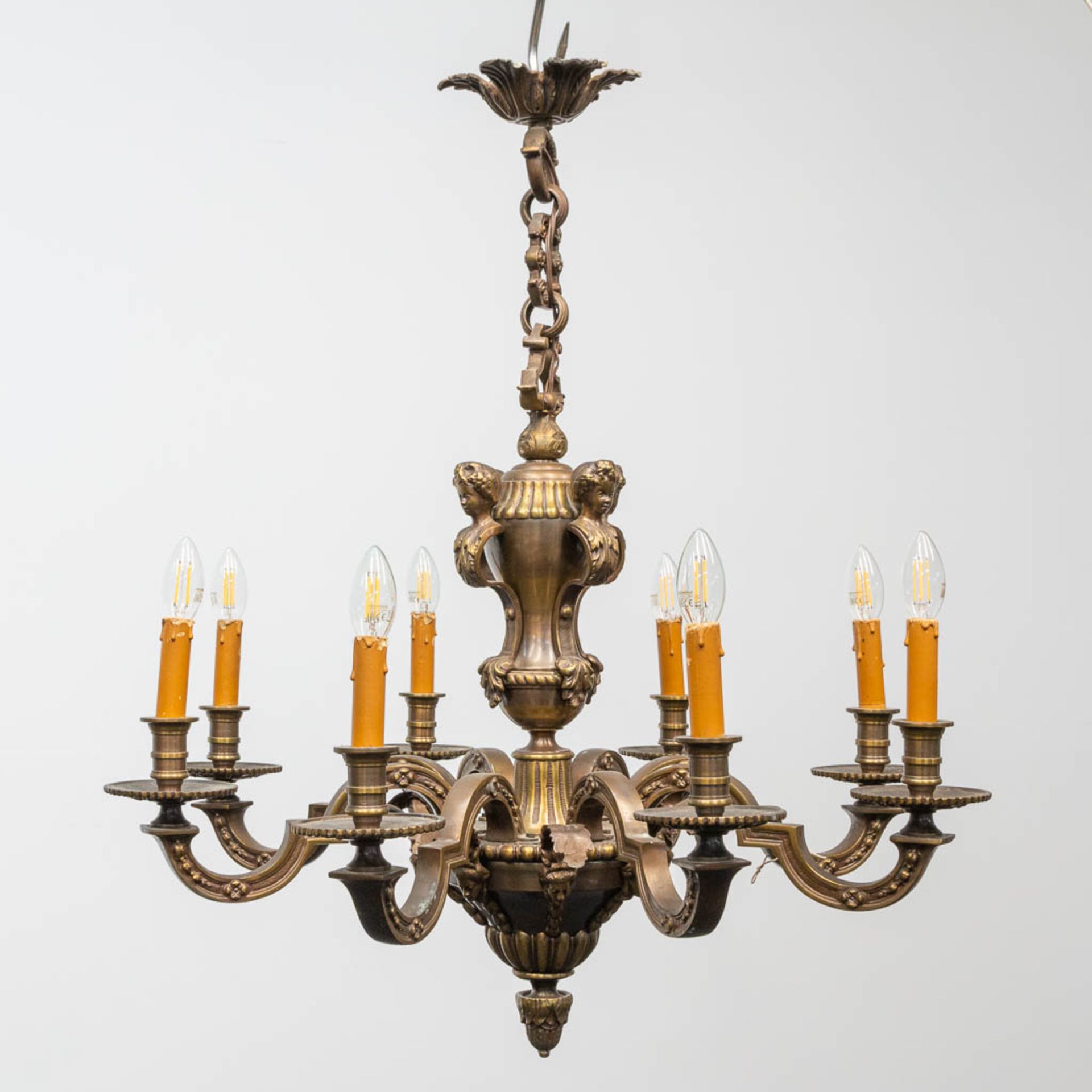 A bronze Mazarin Chandelier with 8 points of light. - Image 2 of 15