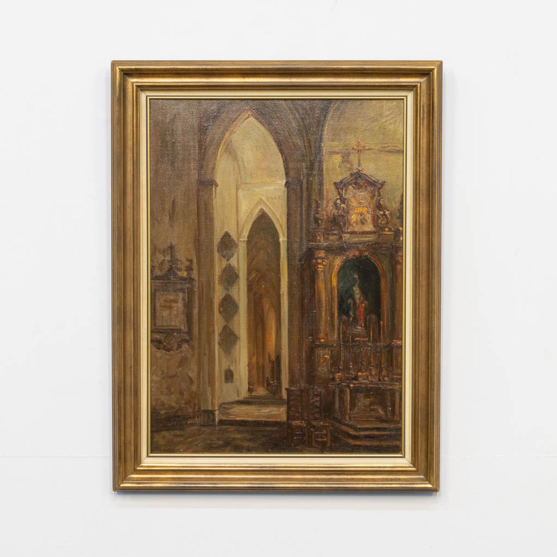 Julien VAN DE VEEGAETE (1886-1960) Church interior, oil on canvas. - Bild 3 aus 5