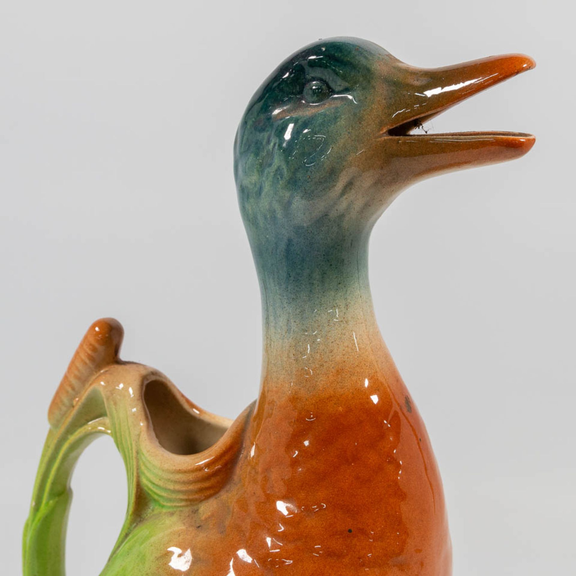 A Barbotine Duck Water Pitcher, made in France first half of the 20th century. - Bild 18 aus 20