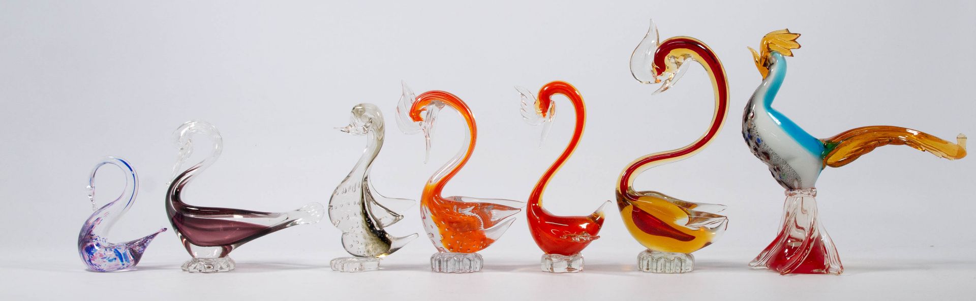 A collection of 7 Murano figurines of birds, Italy 20th century. - Bild 18 aus 18