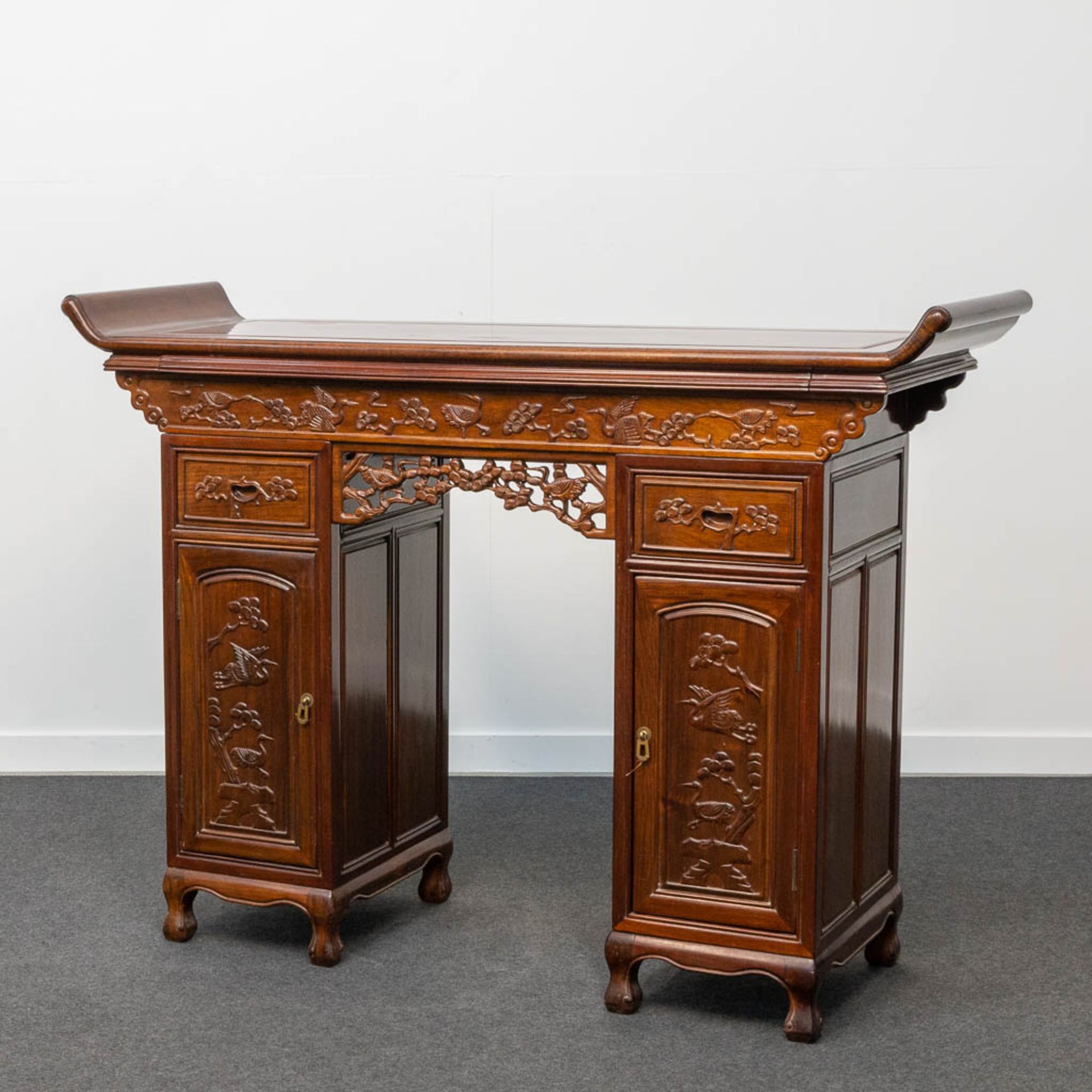A Chinese hardwood Scroll Desk - Image 14 of 23