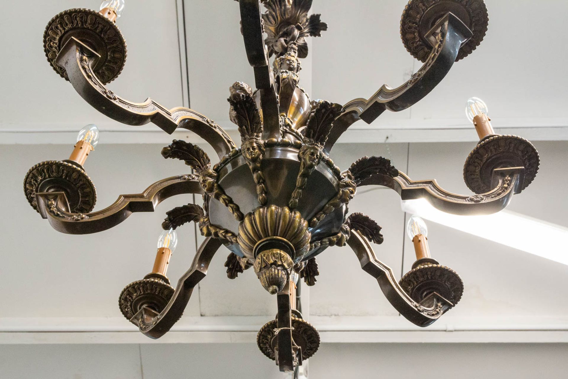 A bronze Mazarin Chandelier with 8 points of light. - Image 15 of 15