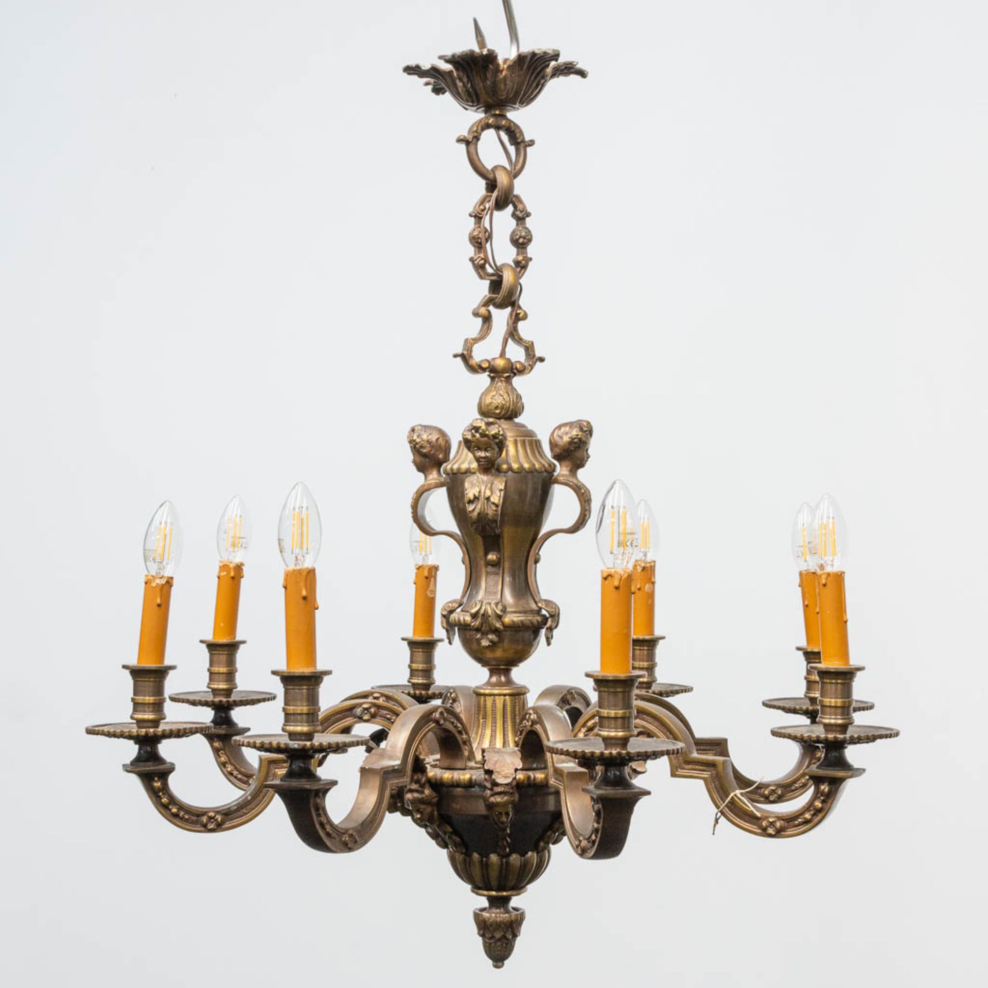 A bronze Mazarin Chandelier with 8 points of light. - Image 3 of 15