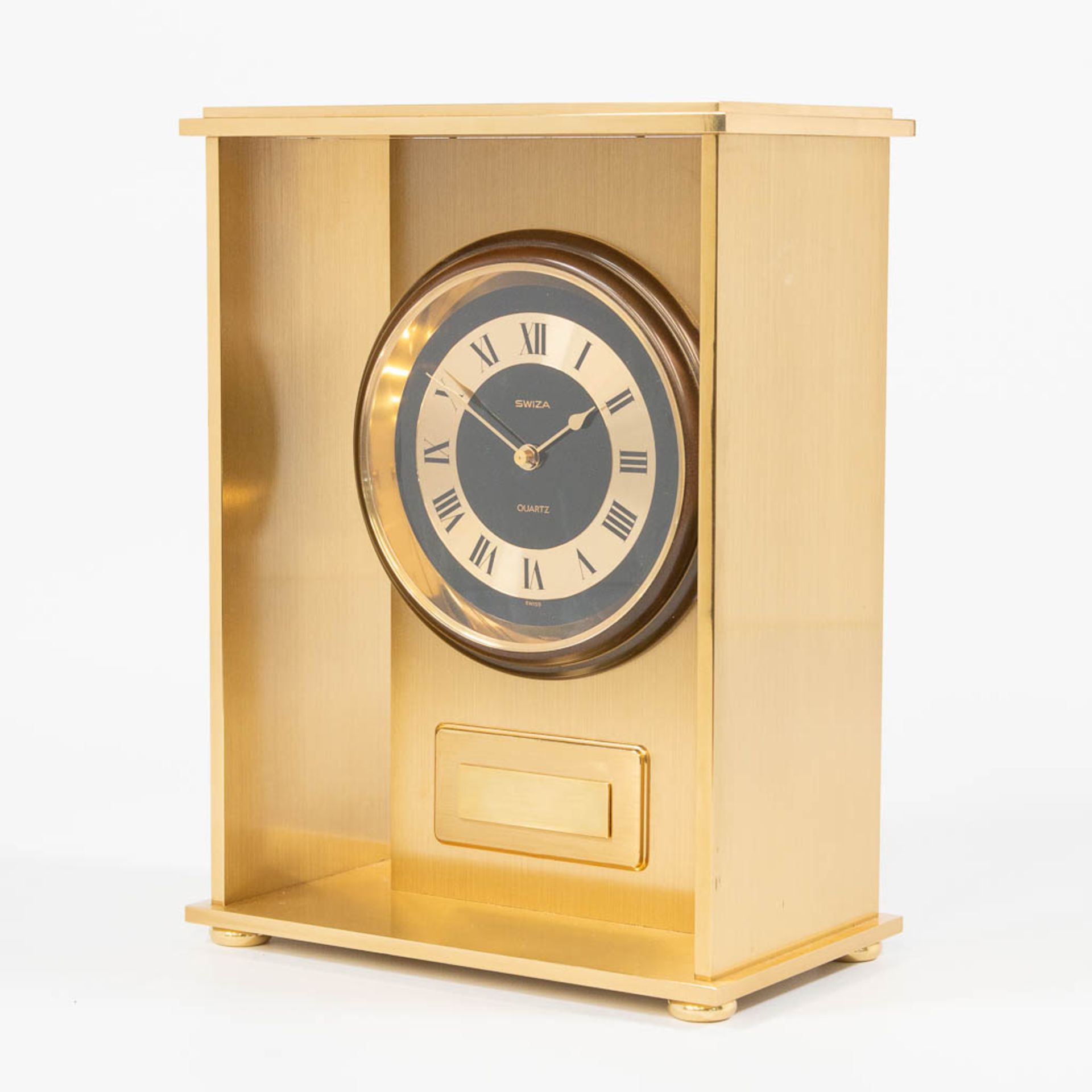 A Swiss made Swiza Table clock, made of Brass with a Quartz battery movement - Bild 6 aus 14