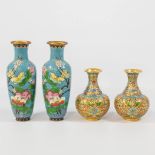 A collection of 2 pairs of cloisonné vases.
