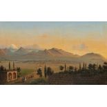 A view on Marrakesh, signed A.F. Stahl 1887. Oil on cardboard. (75 x 45 cm)