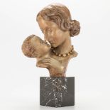 Giuseppe CARLI (1915-1987) a terra cotta bust of a mother with child, in art deco style. (25 x 19 x