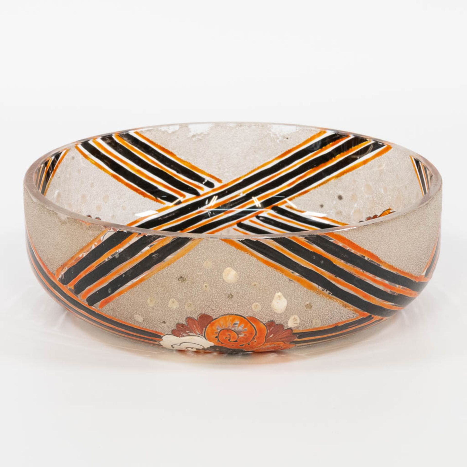 Adrien MAZOYER (1887-1950) A with enamel hand-painted bowl. Marked. (7 x 21 cm)