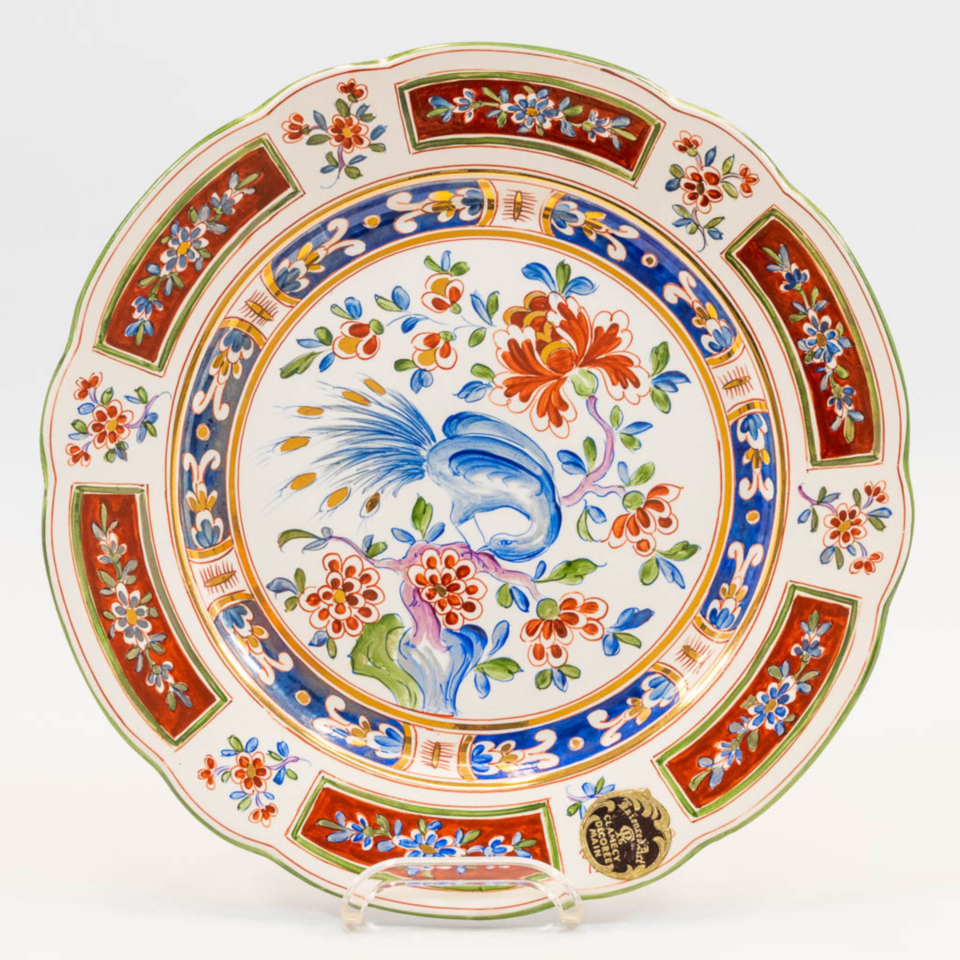 A collection of 2 pairs of faience display plates with hand-painted decor and made in Clamecy, Franc - Image 16 of 17