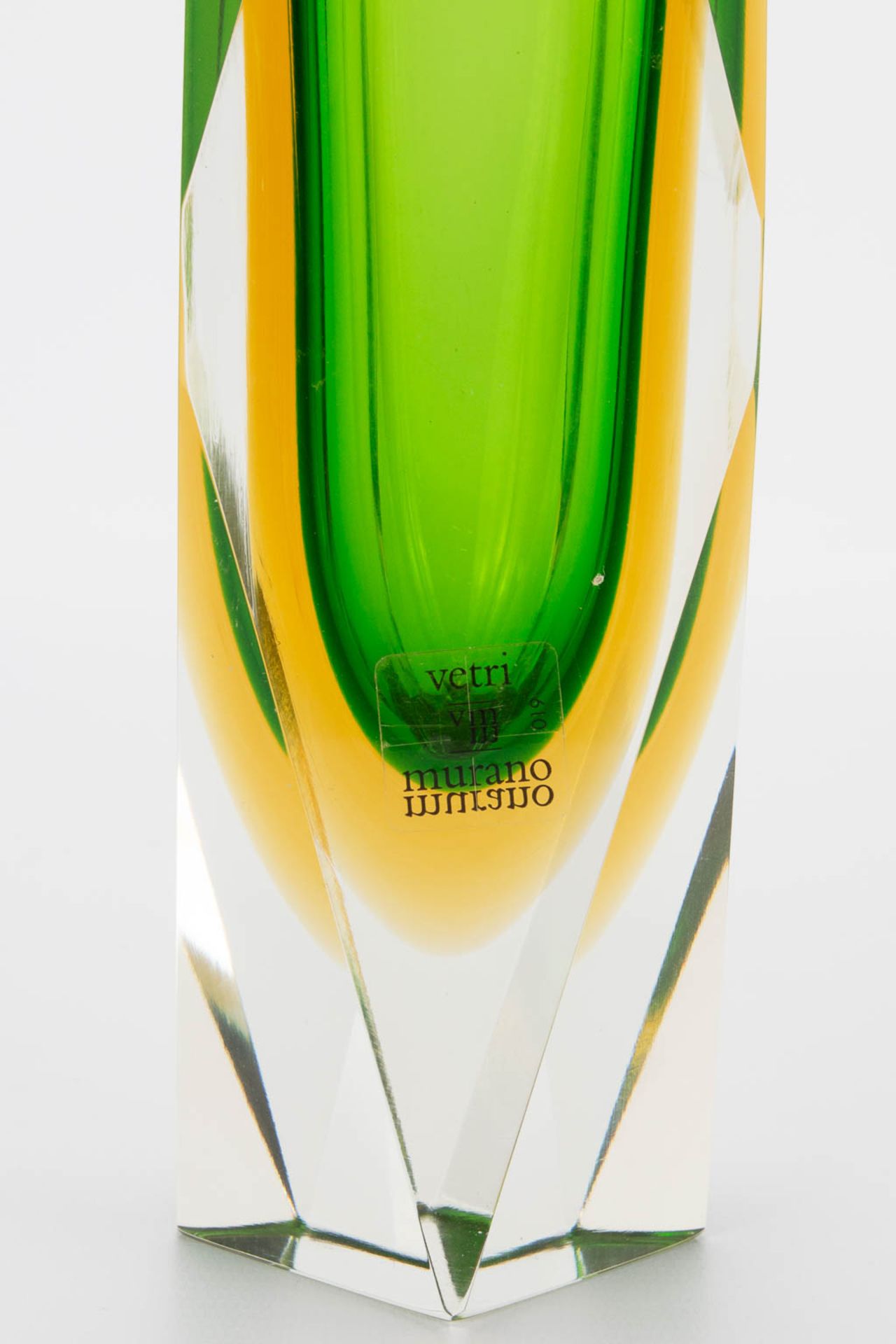 a Sommerso glass vase stickered Vetri Murano . (7 x 7 x 25 cm) - Image 11 of 12