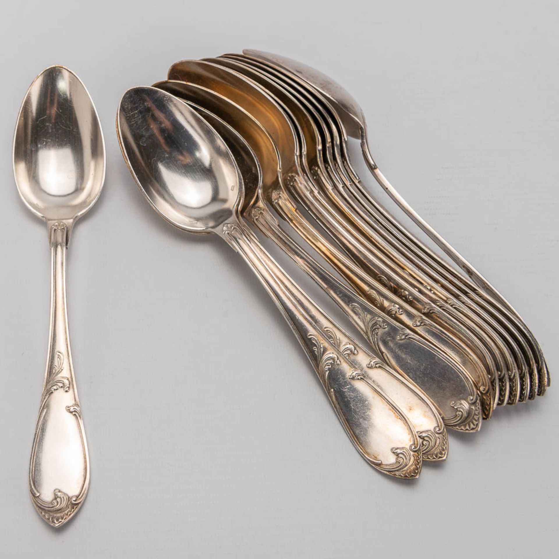 A silver-plated flatware cutler, Wiskemann Brussels, 94-pieces, Art Nouveau style.  - Bild 22 aus 25
