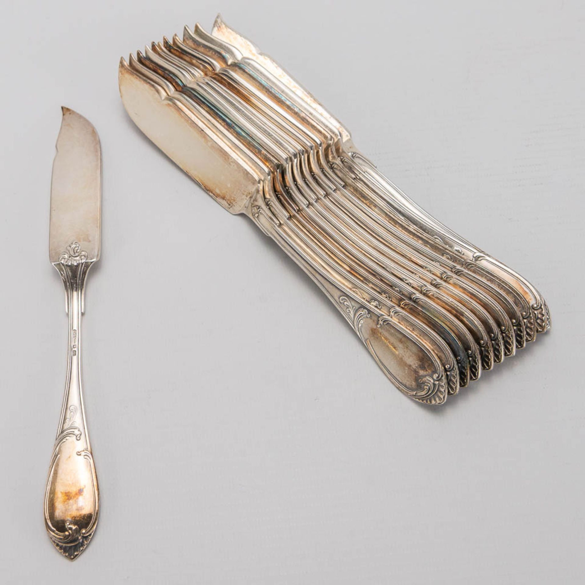 A silver-plated flatware cutler, Wiskemann Brussels, 94-pieces, Art Nouveau style.  - Bild 18 aus 25