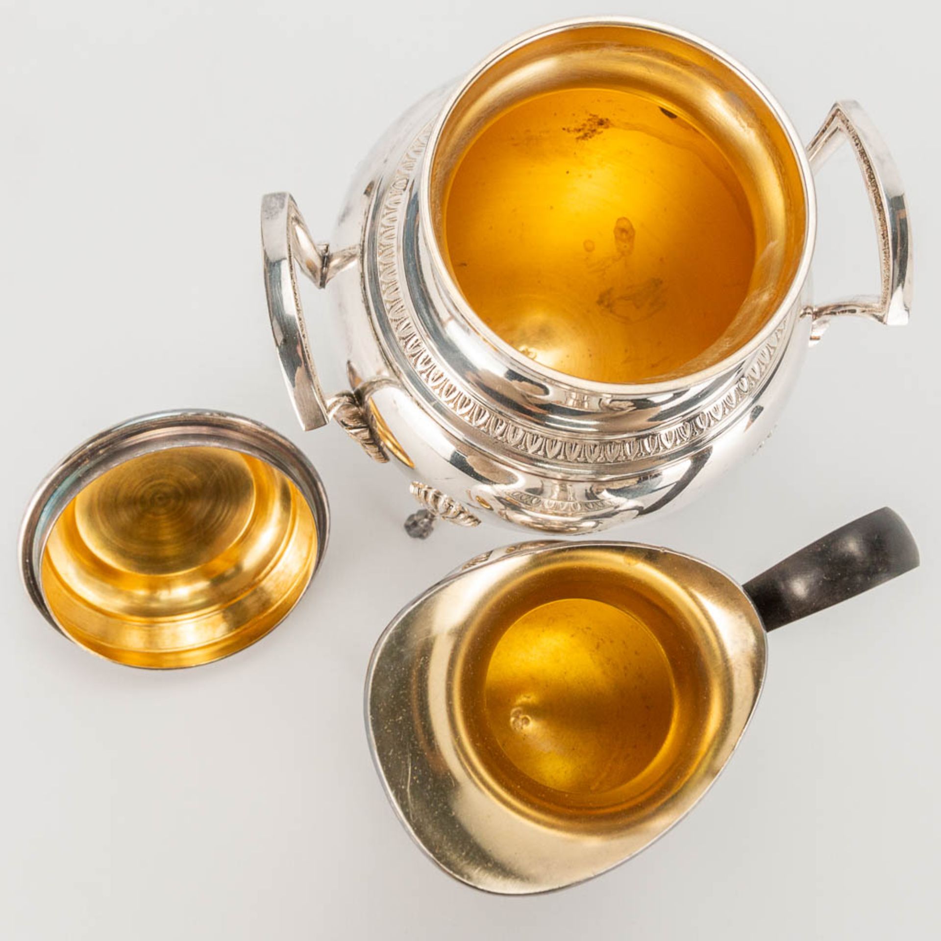 A silver-plated coffee and tea service, on a serving tray. With ebony handles. In the style of a Mal - Bild 13 aus 22