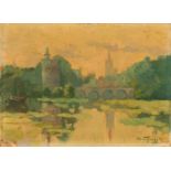 Charles Henri VERBRUGGHE (1877-1974) Minnewater in Bruges, oil on panel. Not framed. (35 x 25,5 cm)