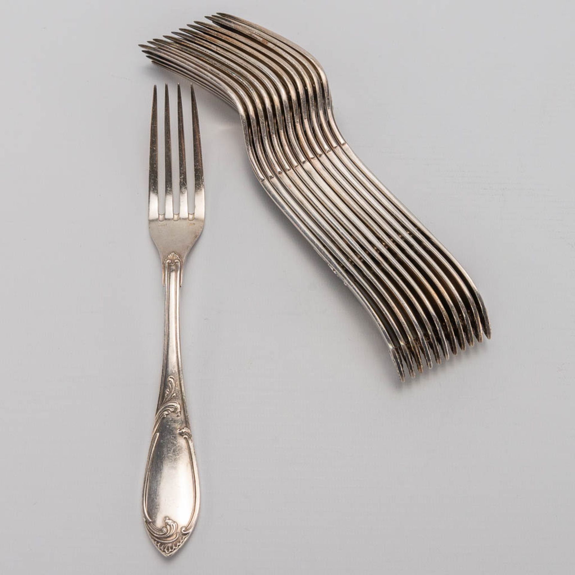 A silver-plated flatware cutler, Wiskemann Brussels, 94-pieces, Art Nouveau style.  - Bild 11 aus 25