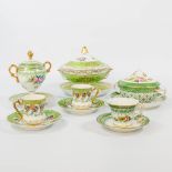 A collection of 6 porcelain items with hand-painted flower decor and marked Giraud, France. (17 x 16