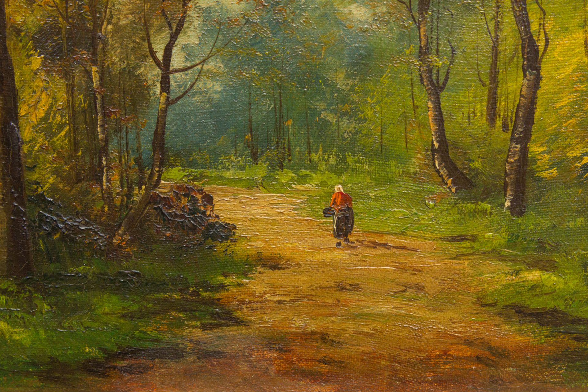 Armand HEINS (1856-1938) a painting of a lady in a forest, oil on canvas. (35 x 25 cm) - Bild 6 aus 6