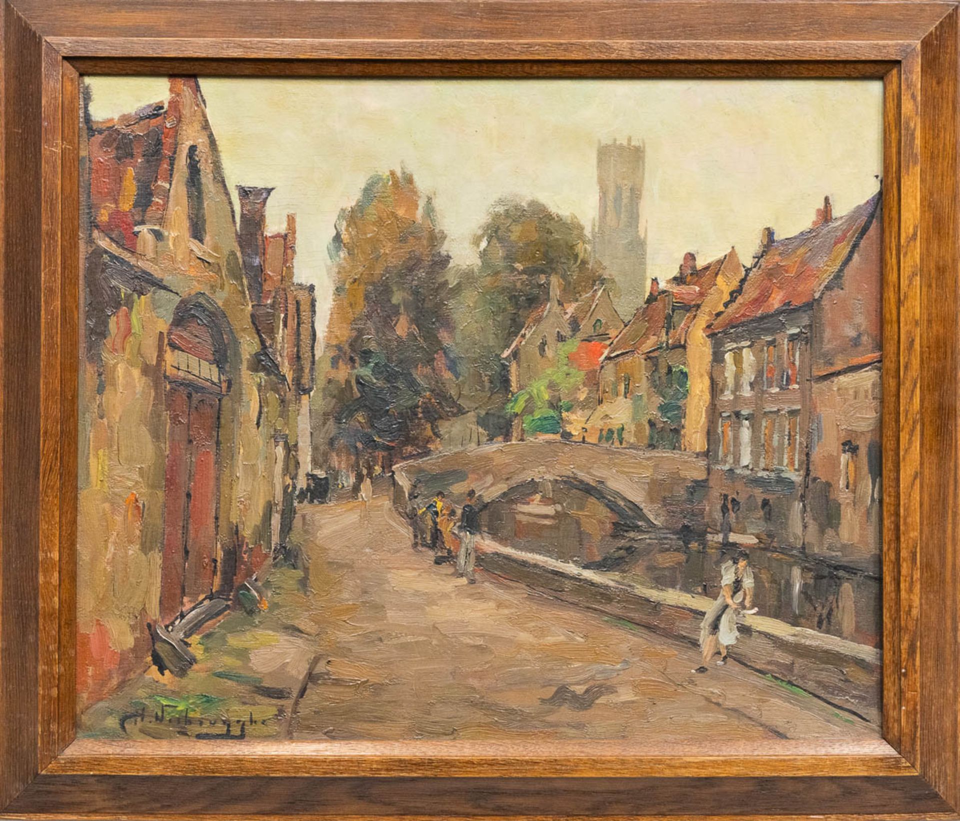 Charles Henri VERBRUGGHE (1877-1974) Bruges, oil on panel. (55 x 46 cm)