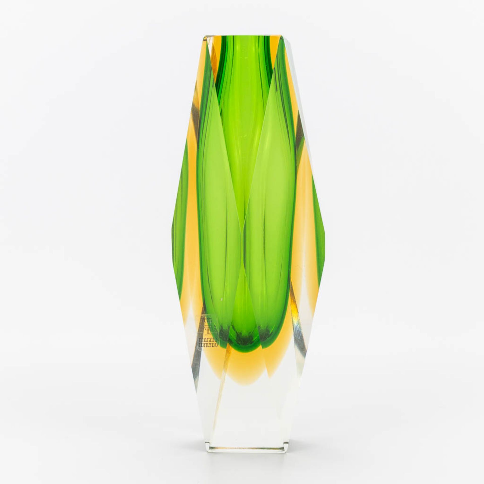 a Sommerso glass vase stickered Vetri Murano . (7 x 7 x 25 cm) - Image 10 of 12