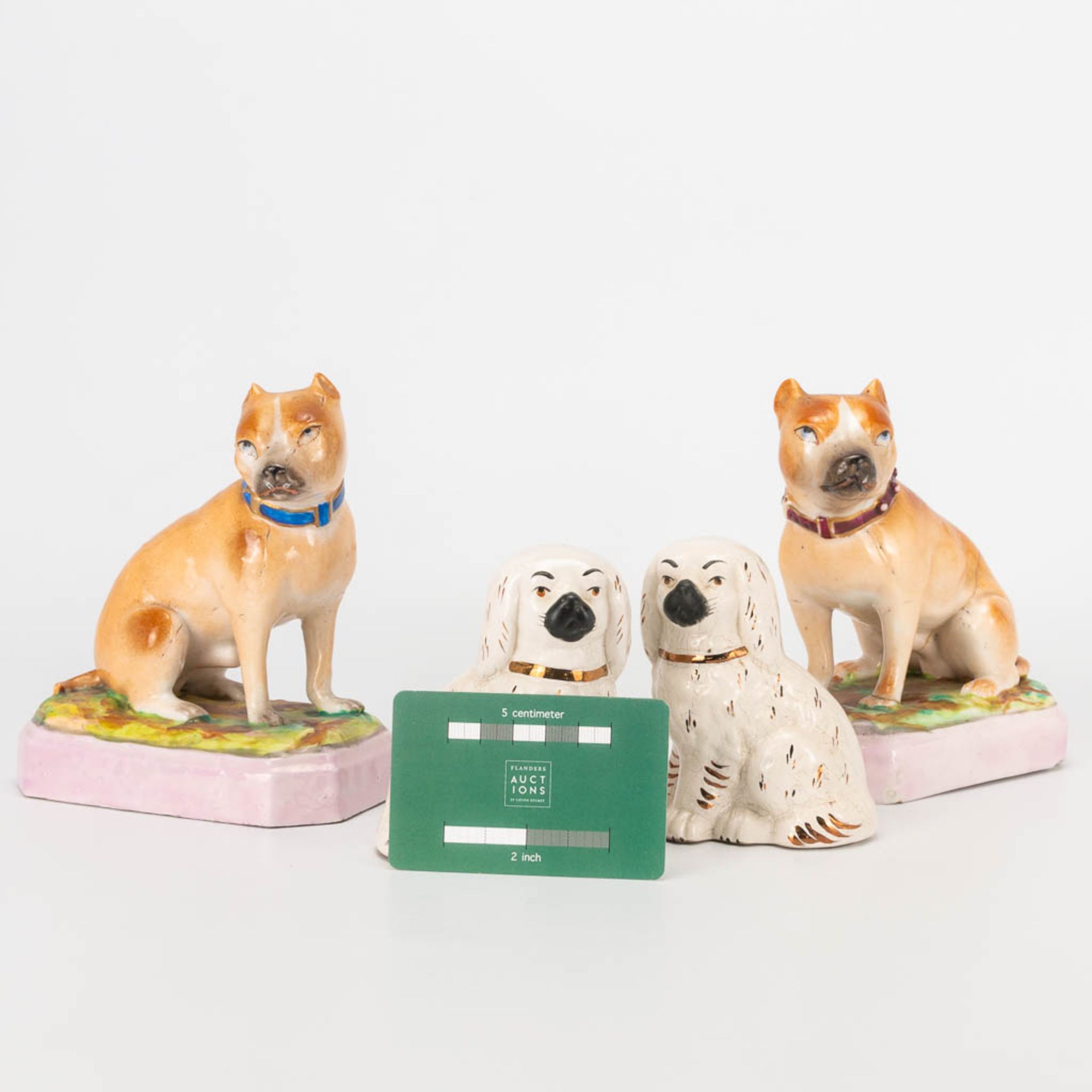 A collection of 2 pairs of porcelain dogs, marked L&M and Staffordshire. The second half of the 19th - Bild 2 aus 16