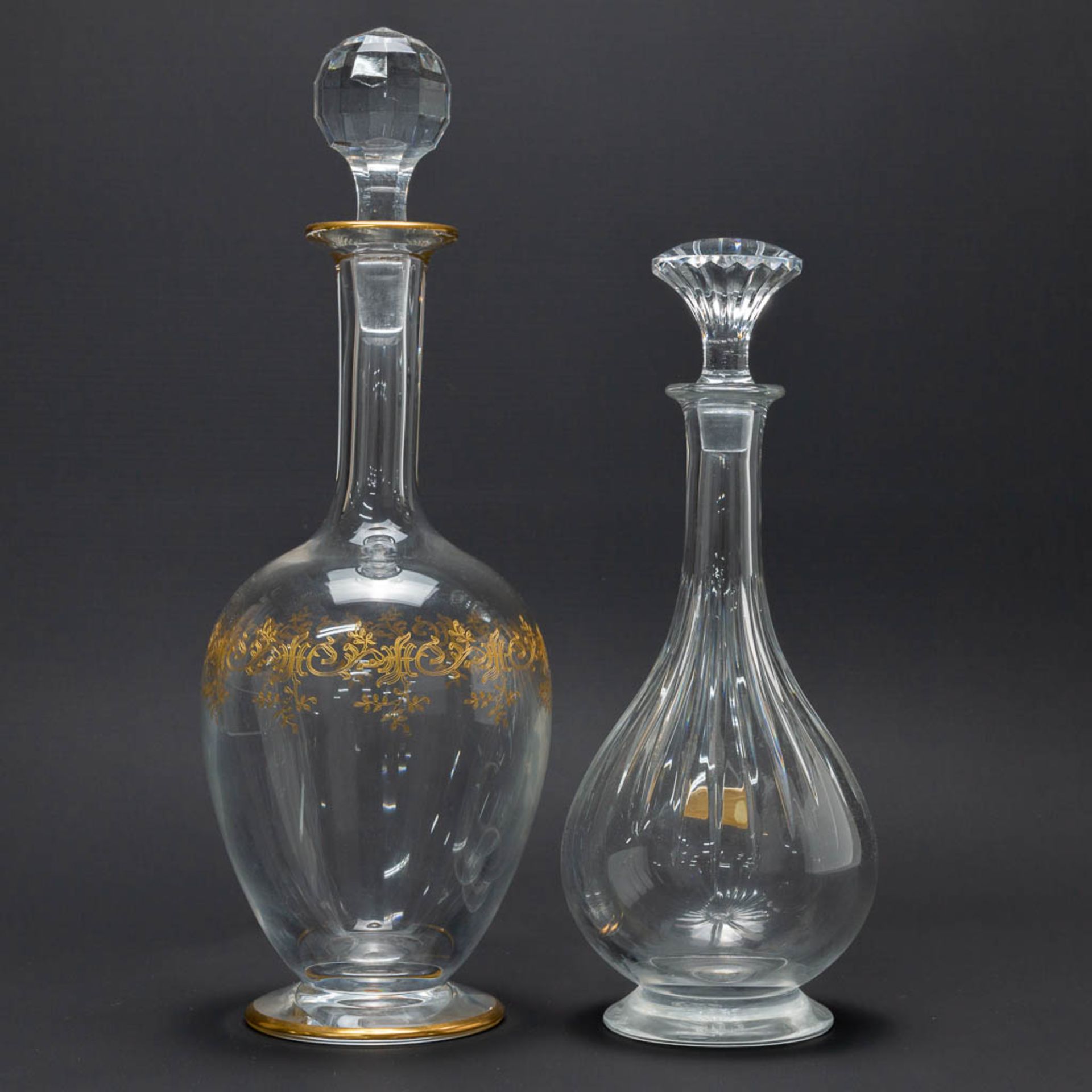 An assembled collection of 3 Baccarat decanters, a glass decanter and a Barbini Murano glass paperwe - Image 7 of 19