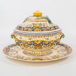 A large tureen made of faience in Rouen, France. (32 x 43 x 27 cm)