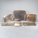 A collection of 6 silver-plated serving plates of different makers, of which 1 is marked Christofle.