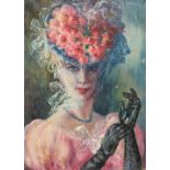 Arthur Felix Joseph TREICHLER - DAVANZO (1896-?)Elegant Lady with gray gloves, oil on canvas. (24 x