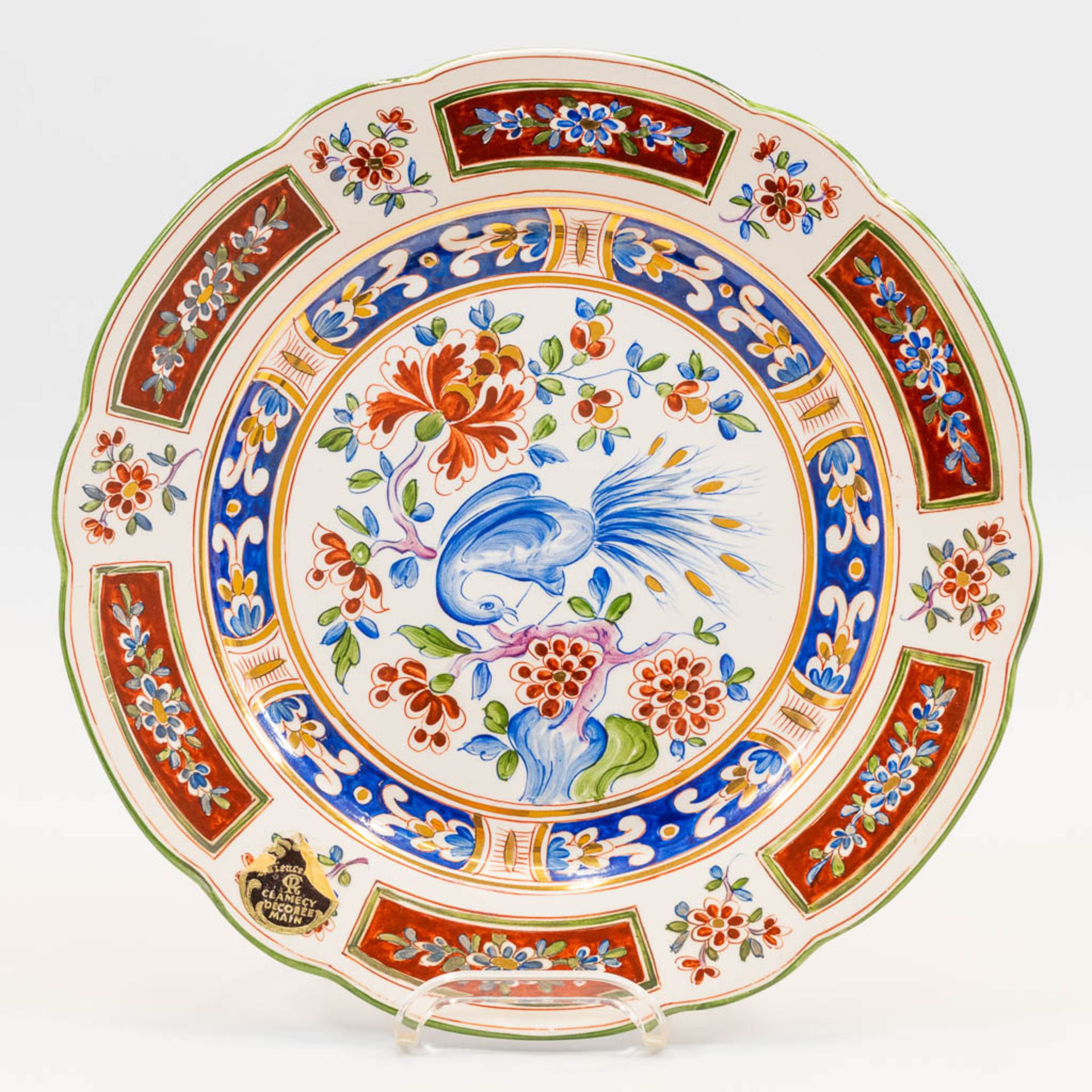 A collection of 2 pairs of faience display plates with hand-painted decor and made in Clamecy, Franc - Image 15 of 17