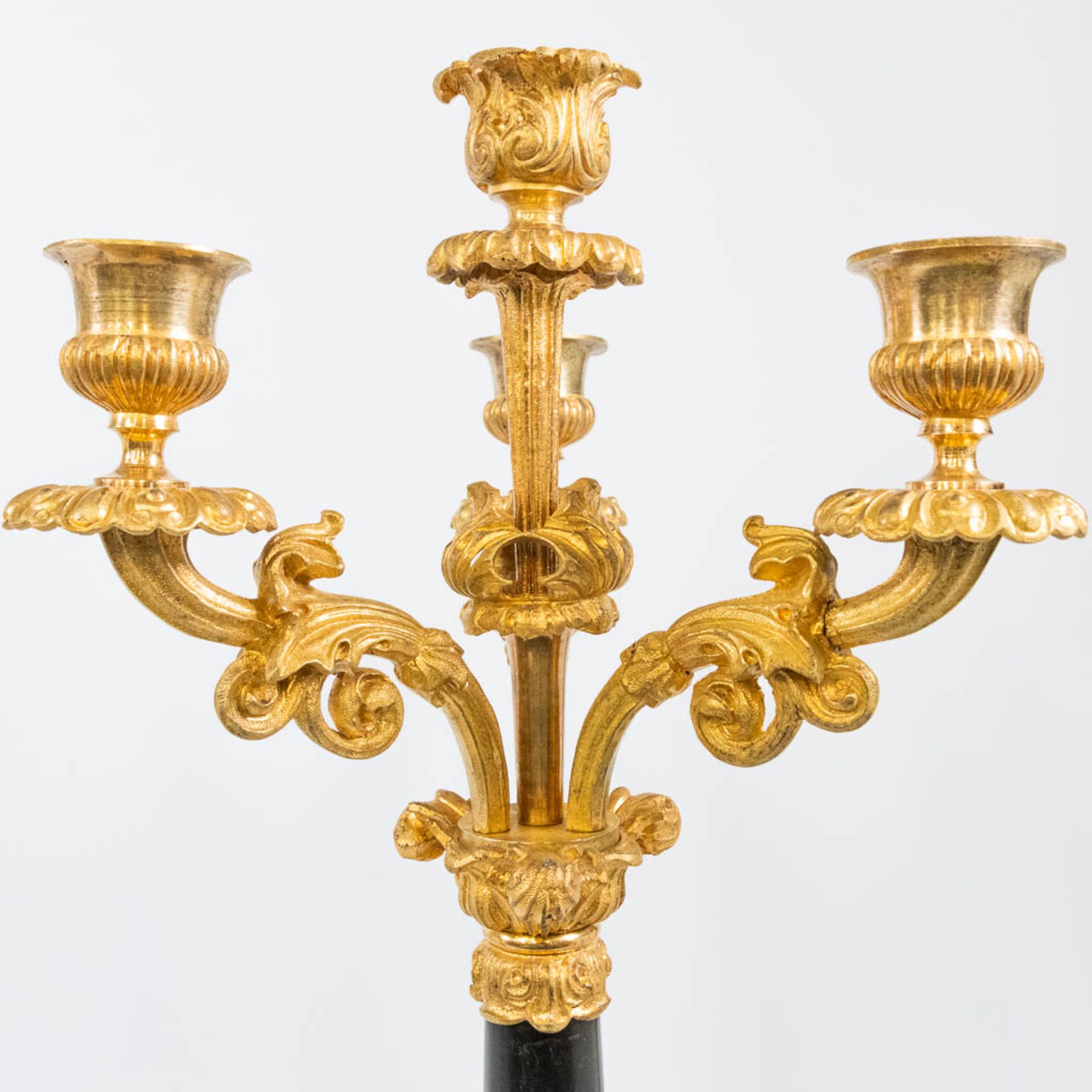 A pair of candelabra, empire style, made of gilt bronze. 19th century. (60 x 19 cm) - Bild 9 aus 13