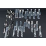 An assembled collection of 32 pieces of silver-plated Christofle flatware of multiple models. (28 cm