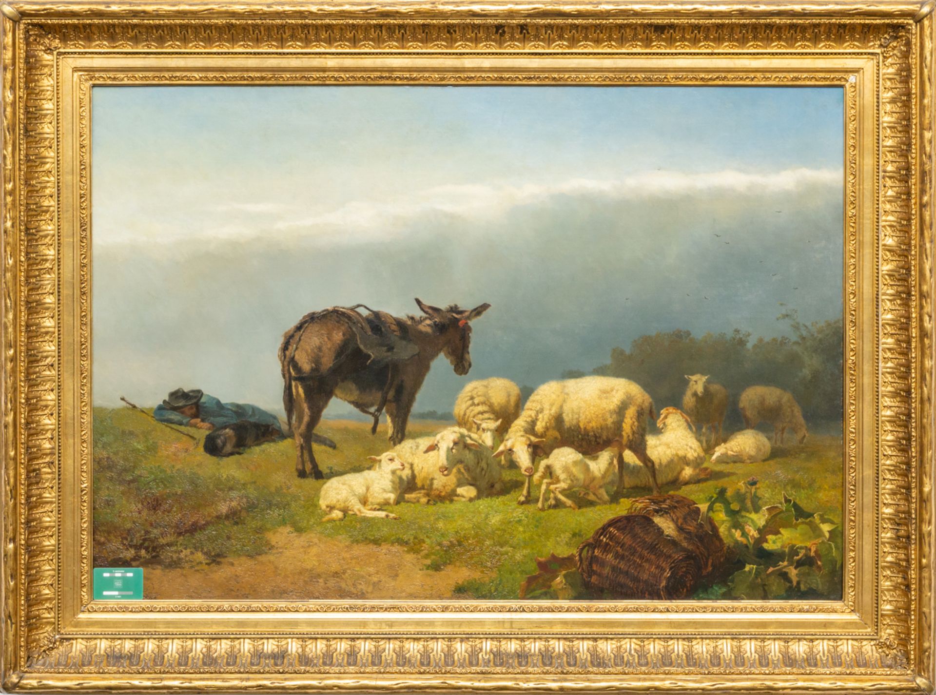 Edouard WOUTERMAERTENS (1819-1897) An antique landscape with sheep, a donkey and a resting herder. O - Bild 4 aus 10