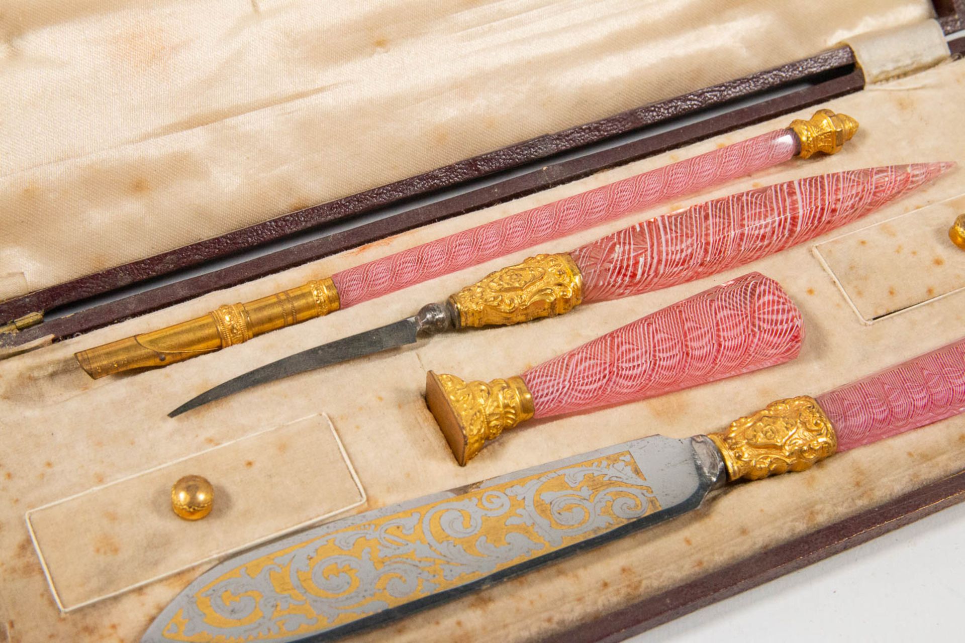 A collection of writing instruments in a case with glass handles, and made in Murano, Italy around 1 - Image 15 of 15