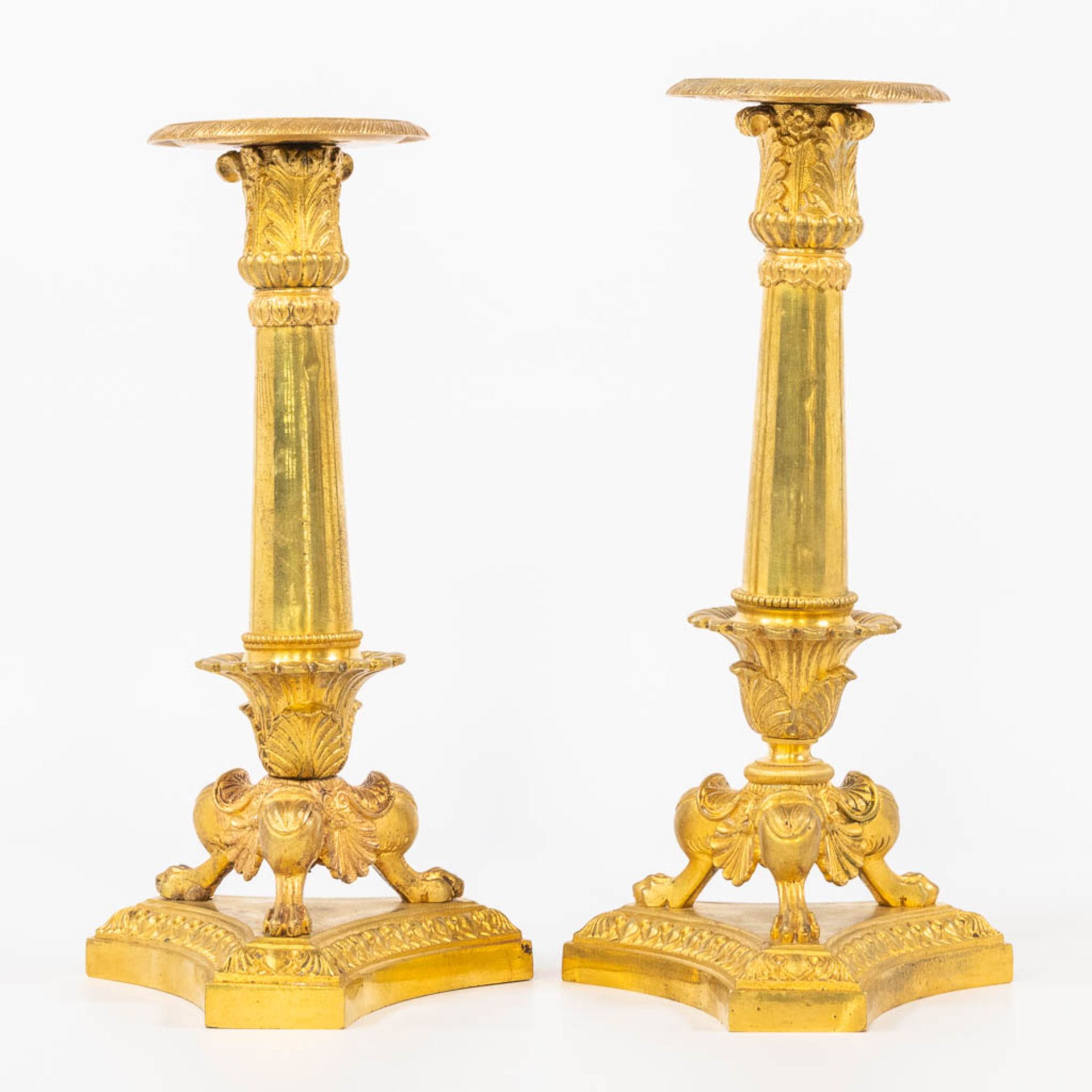 A pair of candlesticks, made in Empire style and made during the second half of the 19th century. (2