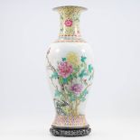 A Chinese vase with decor of peonies and birds. The second half of the 20th century. (60 x 26 cm)