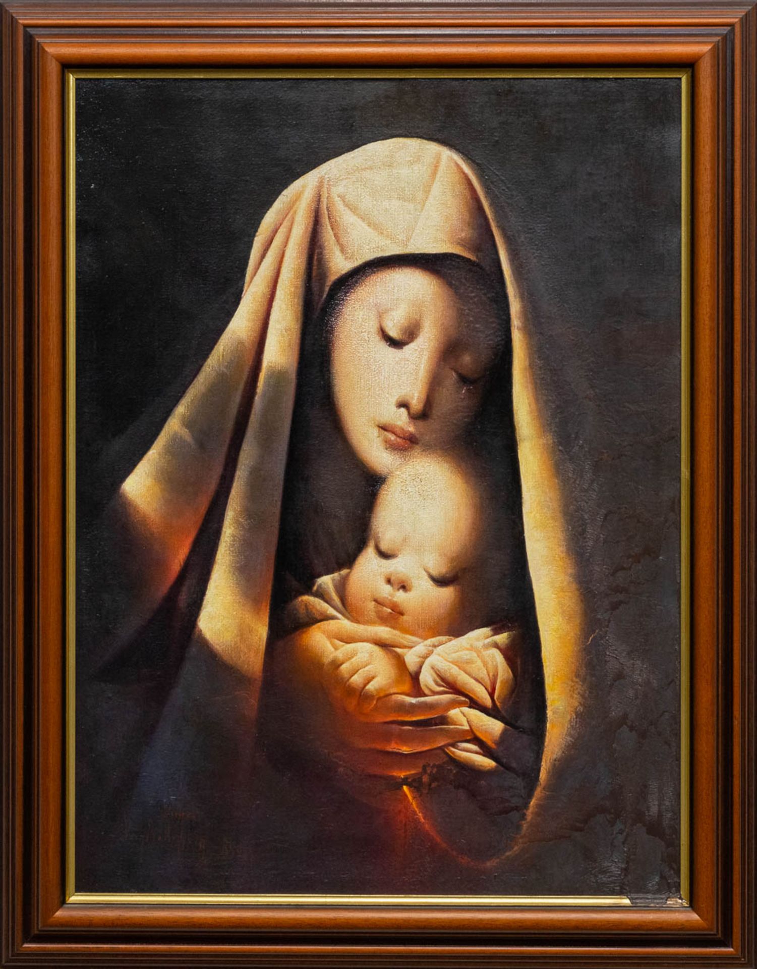 Aimé VAN BELLEGHEM (1922-1996) Mother with child, oil on canvas. (60 x 80 cm) - Bild 4 aus 8