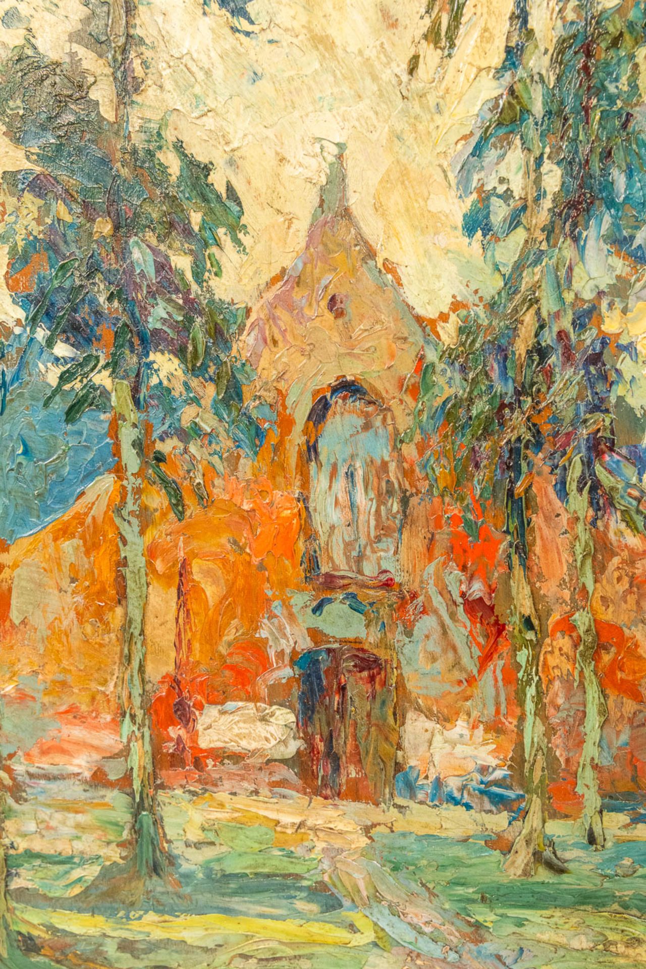 Charles Henri VERBRUGGHE (1877-1974) Chapel in Minnewater, Bruges, oil on panel. (24 x 34,5 cm) - Image 5 of 6