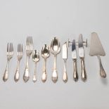 A silver-plated flatware cutler, Wiskemann Brussels, 94-pieces, Art Nouveau style.