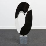 Francois I. KOVACS (1915-2005) a black and white marble statue, on swivel base, marked by artist 197