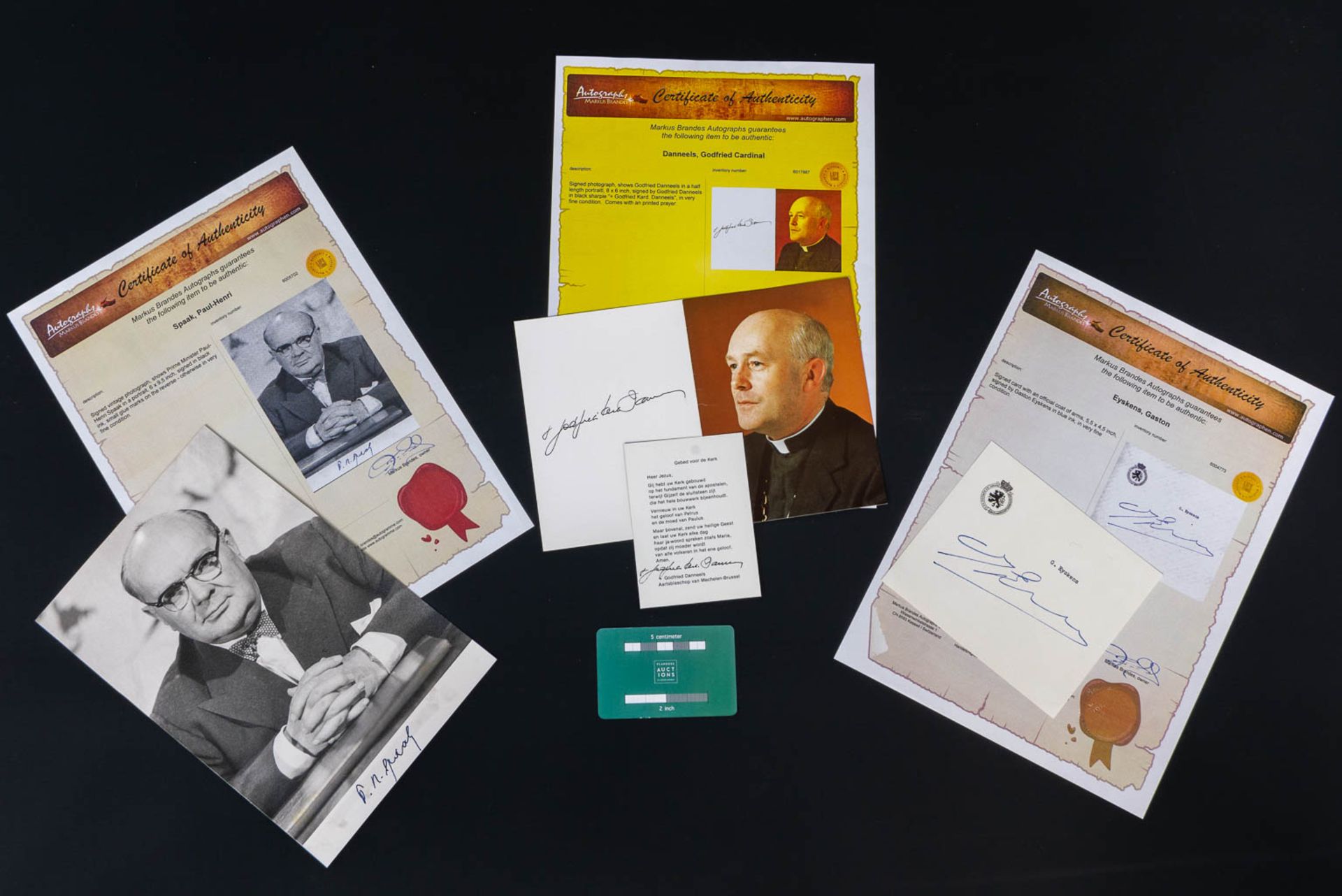 A collection of 3 signatures by 'Paul Henri Spaak', 'Godfried Danneels', 'Gaston Eyskens'. - Image 11 of 11