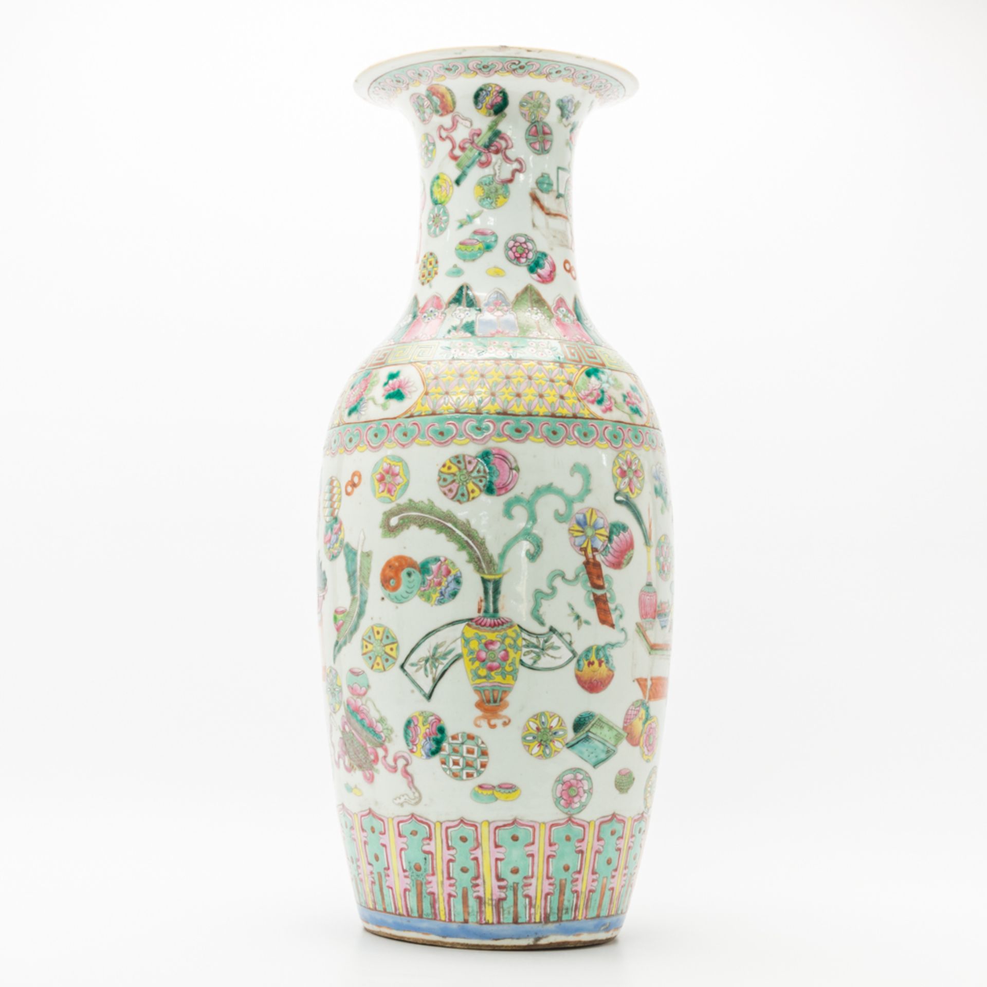 A Chinese vase with decor of symbols of happiness. 19th/20th century. (61 x 25 cm)